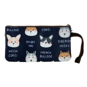 Waterproof Puppy Dog Long Coin Purse Wristlet Bag